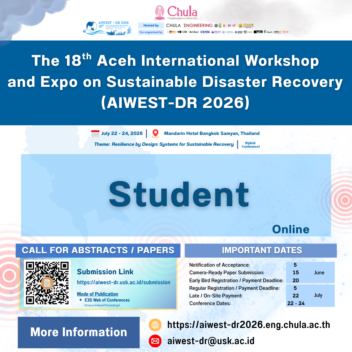 The 18th Aceh International Workshop and Expo on Sustainable Disaster Recovery (AIWEST-DR 2026) - Online (Student)